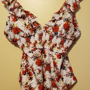 Floral Bathing Suit with Ruffles
